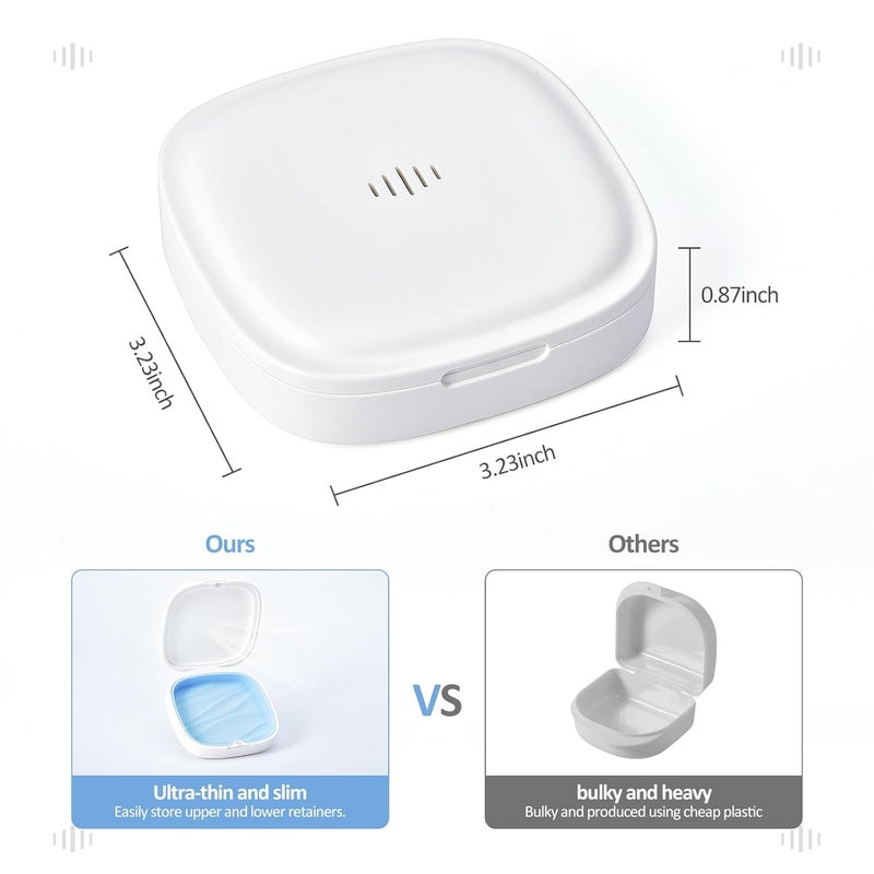 Gaboolo Store Retainer Case Slim Aligner Case with Vent Holes Removable Inner Tray Silicone for Easy Cleaning (1Pack White Blue) - Image 2